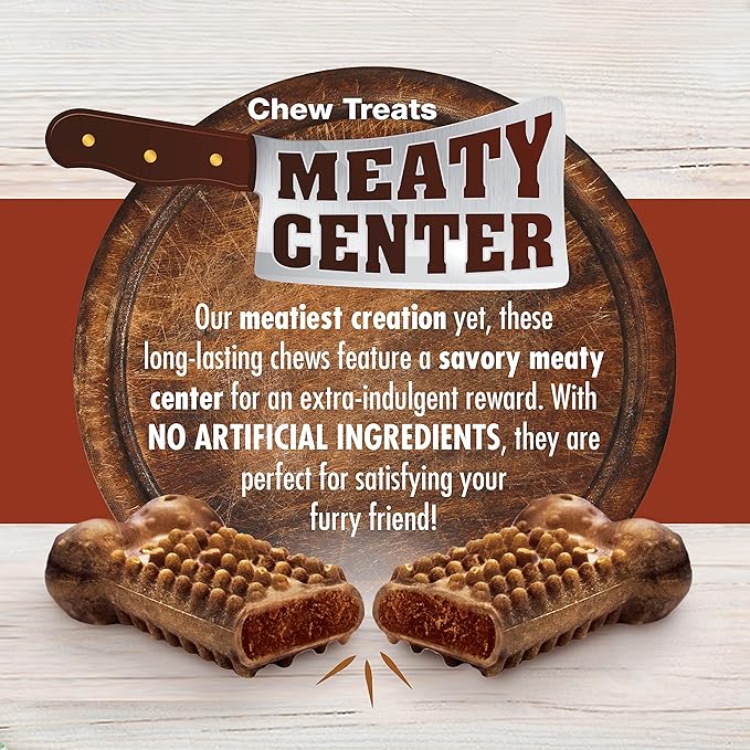 Nylabone Healthy Edibles Natural Dog Chews Long Lasting Meaty Center Beef Flavor Treats for Dogs, Small (12 Count)
