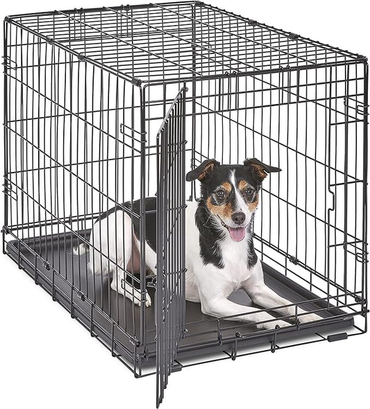 New World Newly Enhanced SingleDoor New World Dog Crate, Includes Leak-Proof Pan, Floor Protecting Feet, & New Patented Features, 30 Inch