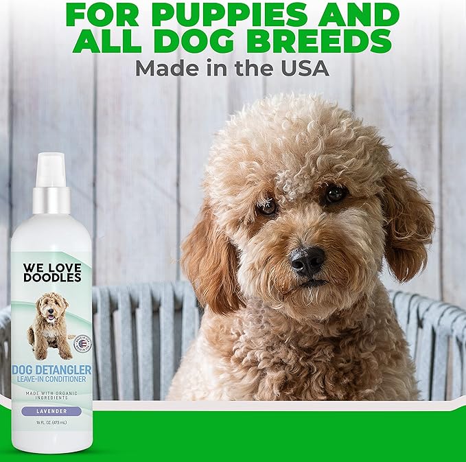 Doodle Detangler Spray - Leave in Conditioner for Dogs - Made in The USA - Detangler Spray for Dogs - Tangle Remover - Large 16 fl oz (Lavender) [We Love Doodles]