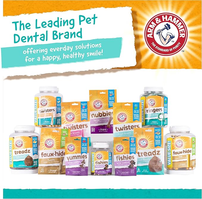 Arm & Hammer for Pets Ringers Fresh Breath Dental Treats for Dogs, Value Pack, Dental Chews Fight Bad Dog Breath, Plaque & Tartar Without Brushing Includes Baking Soda (Pack of 6, 192 Count Total)