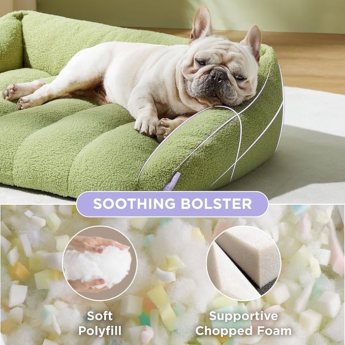 Lesure Orthopedic Dog Bed Sofa for Medium Dogs, Waterproof Dog Couch with Removable Washable Cover, Cute Aesthetic Pet Sofa Couch with Egg Crate Foam(28" x 23" x 10", Green)