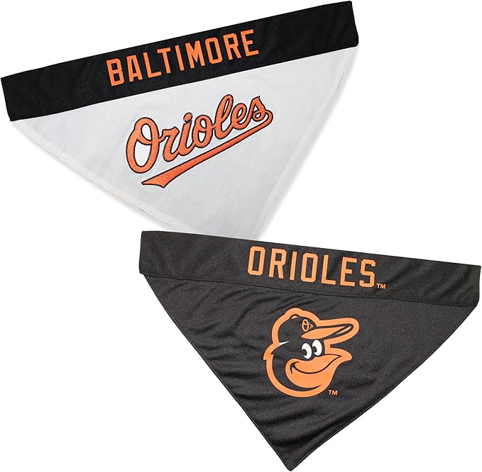 Pets First ORL-3217-L-XL MLB Baltimore Orioles Reversible Pet Bandana, Large/X-Large, MLB Team Color