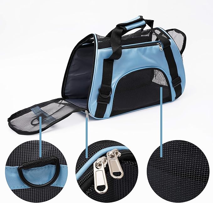 Pet Carrier Soft-Sided Carriers for Cat Carriers Dog Carrier for Small Medium Cats Dogs Puppies Pet Carrier Airline Approved up to 15 Lbs Cat Dog Pet Travel Carrier (Small, Blue) 1