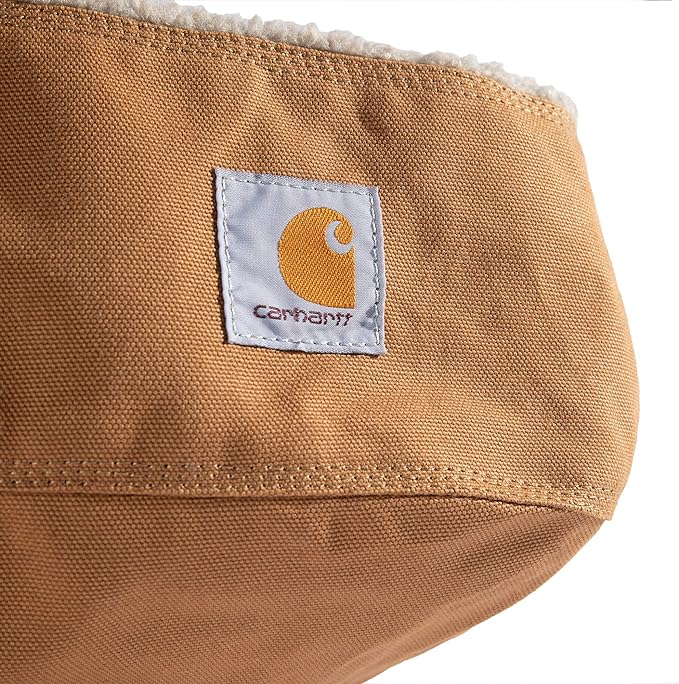 Carhartt Firm Duck Dog Bed, Durable Canvas Pet Bed with Water-Repellent Shell, Carhartt Brown with Sherpa Top, Large