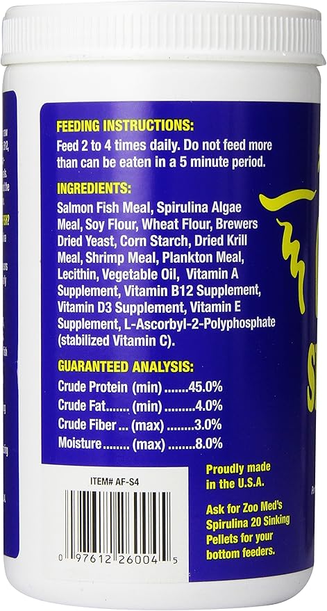 Zoo Med Spirulina 20 Flake Fish Food, 4-Ounce