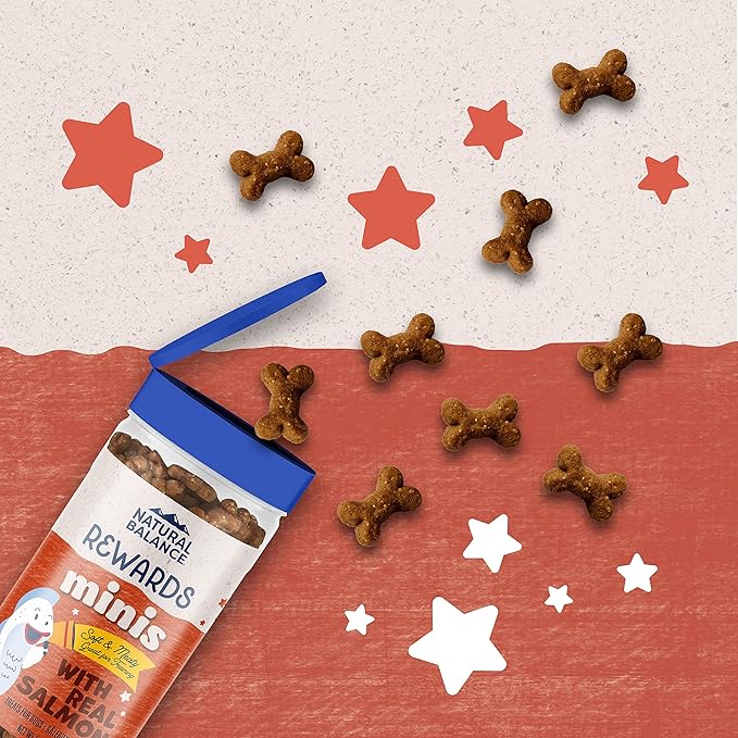 Natural Balance Limited Ingredient Mini-Rewards Salmon Grain-Free Dog Training Treats for Dogs | 5.3-oz. Canister, Brown