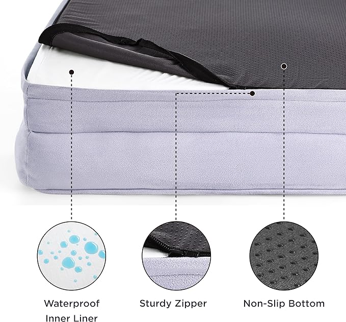 Bedsure Orthopedic Dog Bed for Large Dogs - Big Washable Dog Sofa Beds Large, Supportive Foam Pet Couch Bed with Removable Washable Cover, Waterproof Lining and Nonskid Bottom, Lavender