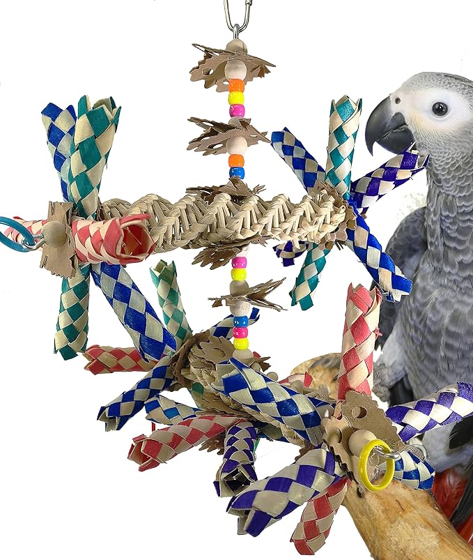 Bonka Bird Toys 1241 Double Helix 11" High by 9" Wide Parrot Toy, Amazon, African Grey, Conure, and Similar Sized Birds