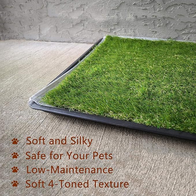 Dog Grass Large Patch Potty, Artificial Dog Grass Bathroom Turf for Pet Training, Washable Puppy Pee Pad, Perfect Indoor/Outdoor Portable Potty Pet Loo (Potty system-45.1"x29.1")