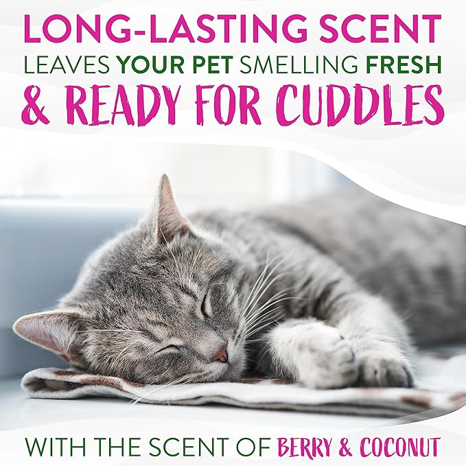 TropiClean Berry & Coconut Deep Cleansing Cat Shampoo | Kitten Shampoo Reduces Matting | Natural Shampoo Derived from Natural Ingredients | Made in The USA | 12 oz.