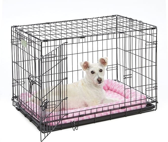 MidWest Homes for Pets Bolster Dog Bed 30L- Inch Pink Dog Bed or Cat Bed w/ Comfortable Bolster | Ideal for Medium Dog Breeds & Fits a 30-Inch Dog Crate | Easy Maintenance Machine Wash & Dry