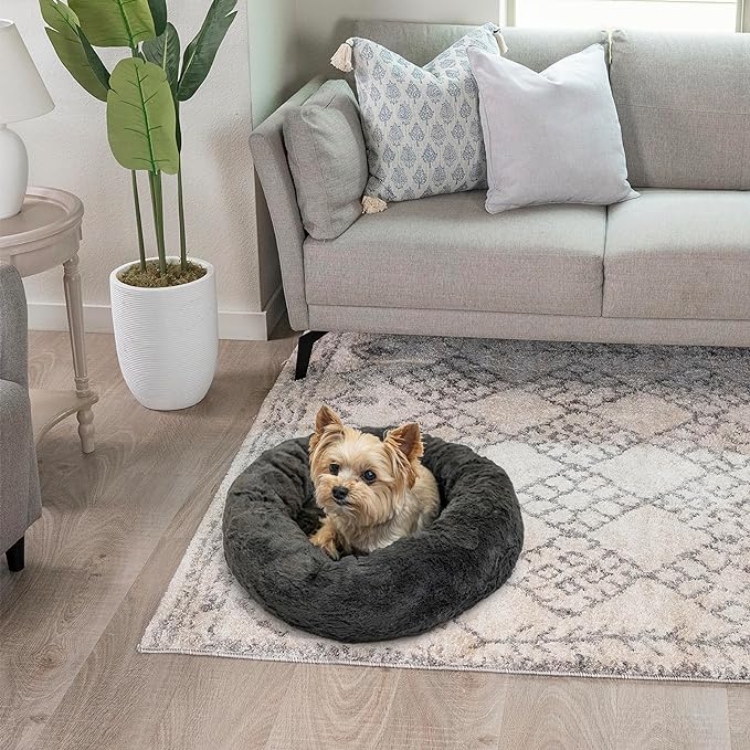 Best Friends by Sheri The Original Calming Donut Cat and Dog Bed in Lux Fur Mink, Extra Small 18"