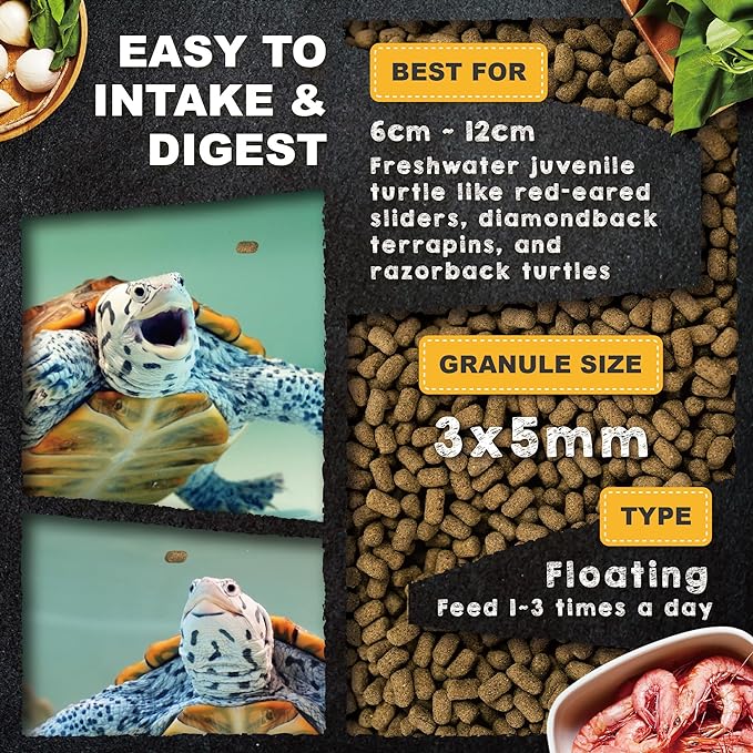 Ultra Fresh Floating Juvenile Turtle Food, All Natural Ingredients, Wild Sword Prawn, w/Deodorizing Probiotics, Juvenile Turtle Deodorizing Nutri Stick 3.35 oz