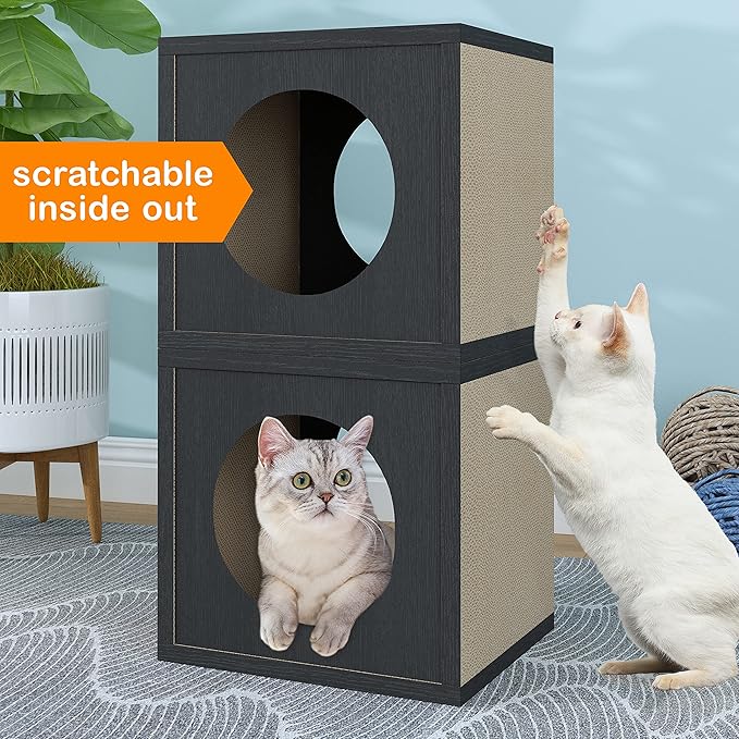 Way Basics Cat Scratching Post House Cube Scratcher (Tool-free Assembly)