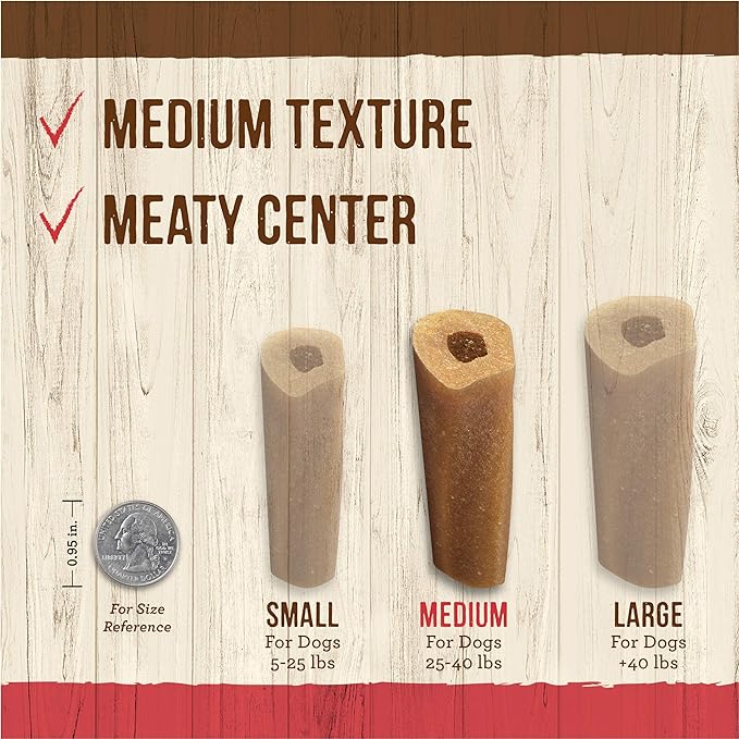 Merrick Natural Cuts Chicken Free Non Rawhide Medium Dog Chews, Medium Texture Chew Sticks With Real Beef - (Pack of 6) 4 ct. Pouches