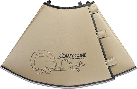 Comfy Cone Pet Cone for Dogs, Cats, Medium (Extra-Long), Tan - Comfortable Soft Dog Cone Collar Alternative for After Surgery, Wound Care, Spay, Neuter - Dog and Cat Recovery Collar