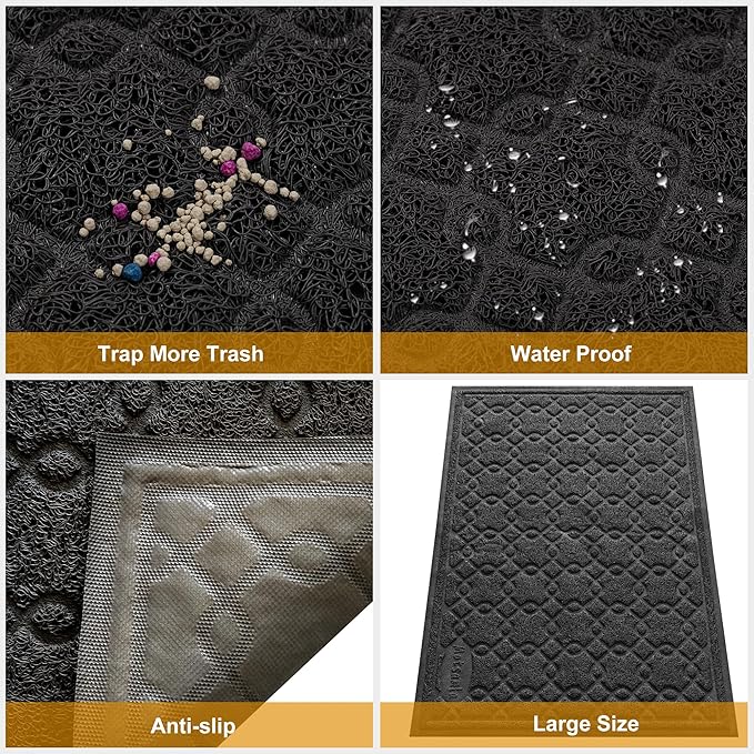 Cat Litter Box Mat, 47" x 32" XL Large Kitty Litter Trapping Mat Keep Floor Clean, Litter Box Mat Scatter Control, Waterproof, Easy to Clean, Durable Large Size Litter Mats for Floor