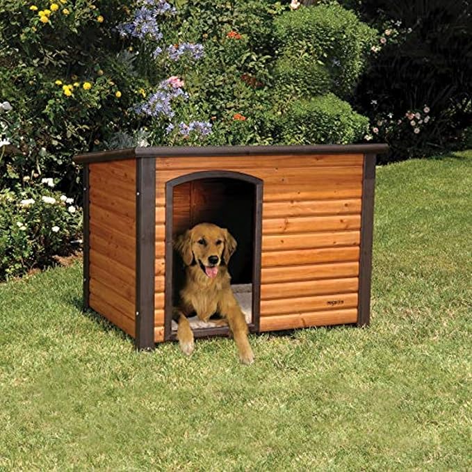 PRECISION PET PRODUCTS Extreme Outback Log Cabin Dog House, Large, Natural Wood (7027013)