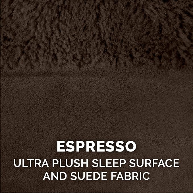 Furhaven Orthopedic Dog Bed for Large Dogs w/ Removable Bolsters & Washable Cover, For Dogs Up to 95 lbs - Plush & Suede Sofa - Espresso, Jumbo/XL