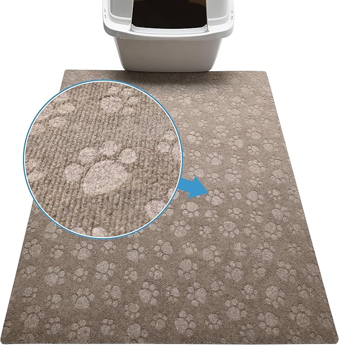 Drymate Premium Cat Litter Trapping Mat (Debossed Paw), Traps Mess from Box, Protects Floors, Urine-Proof, Machine Washable, Soft on Kitty Paws, Absorbent, Waterproof (USA Made, Recycled Content)