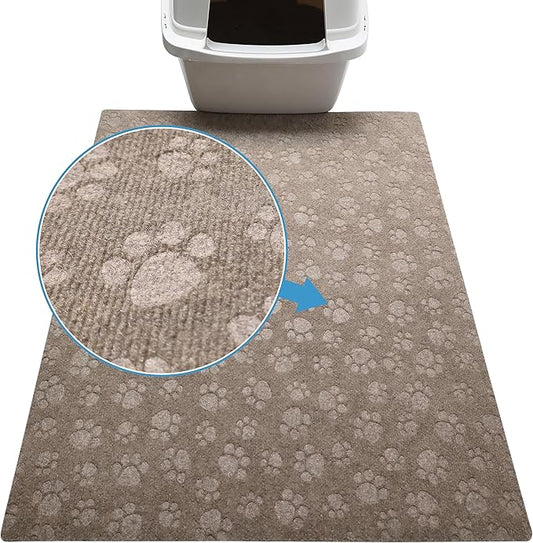 Drymate Premium Cat Litter Trapping Mat (Debossed Paw), Traps Mess from Box, Protects Floors, Urine-Proof, Machine Washable, Soft on Kitty Paws, Absorbent, Waterproof (USA Made, Recycled Content)