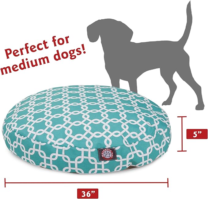 Teal Links Medium Round Indoor Outdoor Pet Dog Bed With Removable Washable Cover By Majestic Pet Products