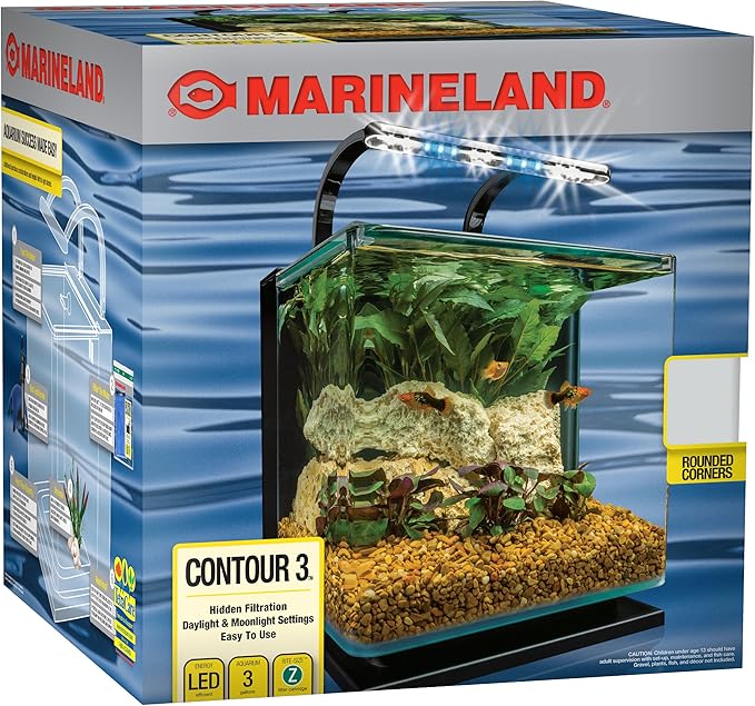 MarineLand Contour Glass Aquarium Kit with Rail Light