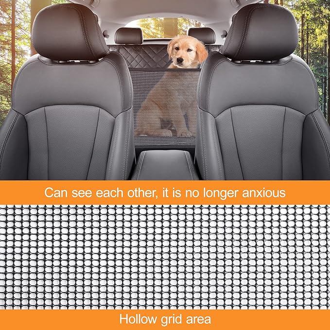 Dog Back Seat Cover Protector for Cars SUV and Trucks with Mesh Window, Scratchproof Nonslip and Waterproof Material(Black)