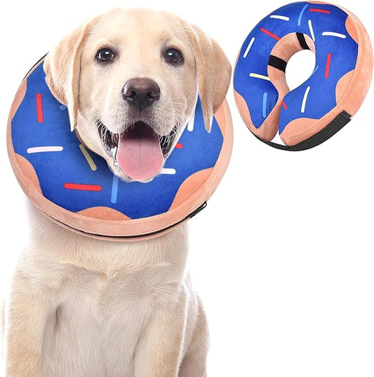 Soft Dog Cone Collar for Large Medium Small Dogs and Cats After Surgery, Inflatable Dog Neck Donut Collar,Inflatable Cat Cone Collar,E-Collar for Dogs Recovery, Dog Cones Alternative (Navy Donut-S)