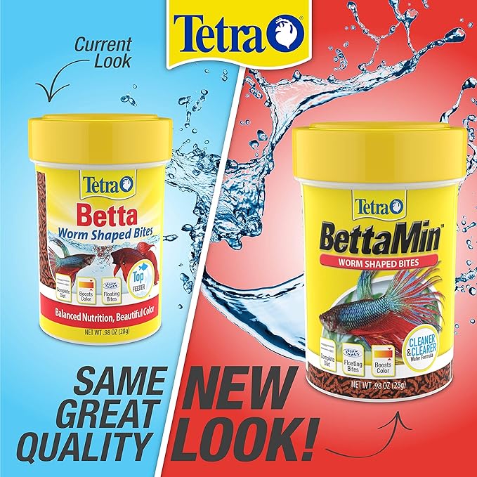 Tetra BettaMin Worm Shaped Bites 0.98 Ounce, Complete Diet For Bettas