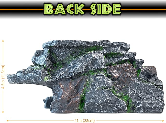 Cliff & Cave Hideout Rainforest Series - Reptile Ledge Hide, Basking Rock, Terrarium & Aquarium Decor, Decorative Resin for Lizards, Fish, Snakes, Amphibians, Small Animals