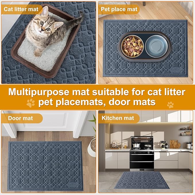 Cat Litter Box Mat, 47" x 32" XL Large Kitty Litter Trapping Mat Keep Floor Clean, Litter Box Mat Scatter Control, Waterproof, Easy to Clean, Durable Large Size Litter Mats for Floor