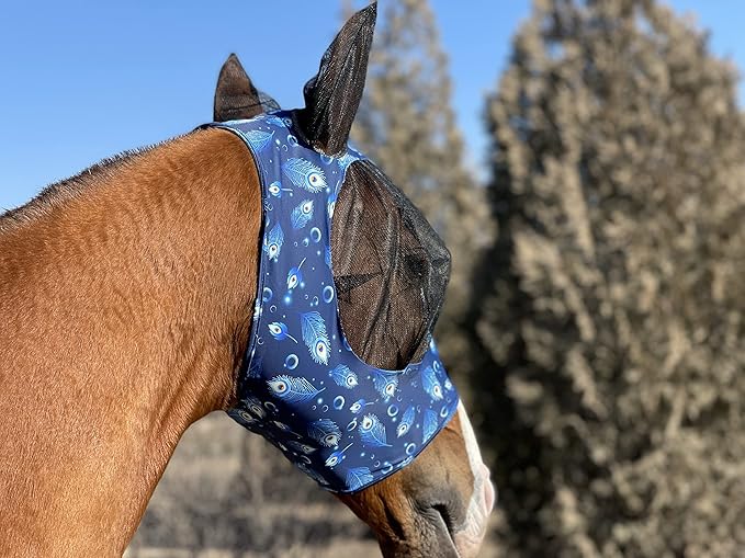 TGW RIDING Horse Fly Mask Super Comfort Horse Fly Mask Elasticity Fly Mask with Ears We Only Make Products That Horses Like (Spring Green, L)
