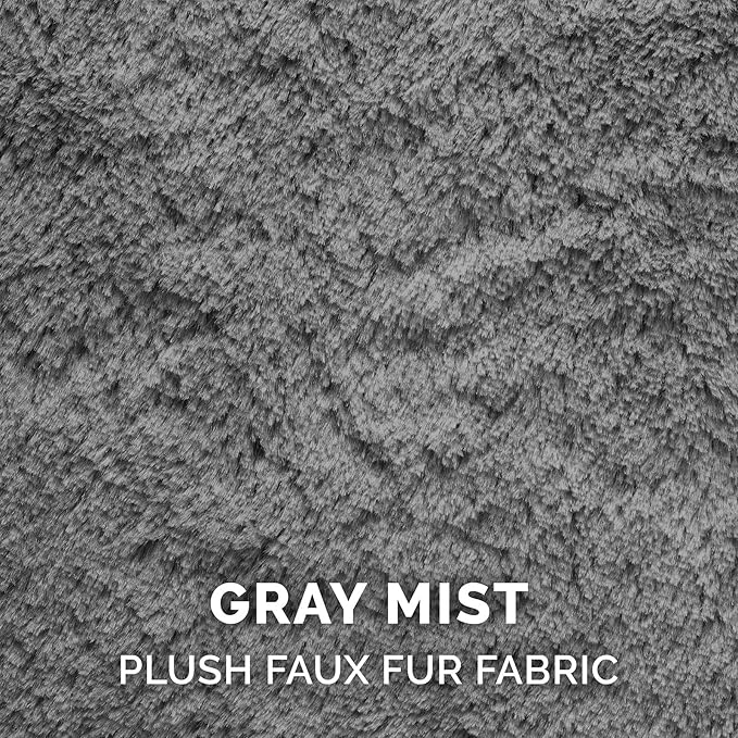 Furhaven Soft & Cozy Dog Bed for Medium/Small Dogs, Refillable w/ Removable Washable Cover & Liner, For Dogs Up to 35 lbs - Plush Faux Fur Bean Bag Style Ball Bed - Gray Mist, Medium