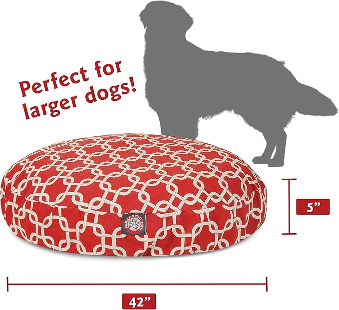 Red Links Large Round Indoor Outdoor Pet Dog Bed With Removable Washable Cover By Majestic Pet Products