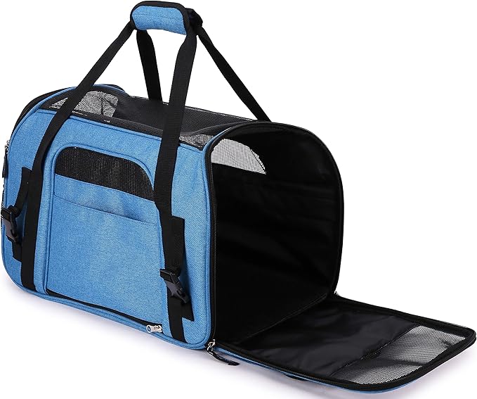 EliteField Soft Pet Carrier (3 Year Warranty, Airline Approved) Small Soft Dog Carrier Soft Cat Carrier Puppy Carrier Soft Sided Travel Carrier Bag (X-Large: 21" L x 12" W x 13" H, Sapphire Blue)