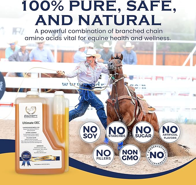 Ultimate OEC – Horse Supplements & Hoof Supplements for Horses - Omega 3 with Flax Seed Oil, Horse Oil, Vitamin E for Horses & Coat Defense for Horses - Vet-Approved Horse Joint Supplement & Hoof Oil