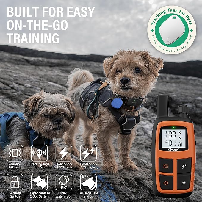 i tag Dog Shock Collar No Monthly Rent GPS trackers for Dogs (Only iOS) with Smart Tracker 2 in-1 Dog Training Collar with Remote Innovative IPX7 Waterproof, for All Breeds Sizes