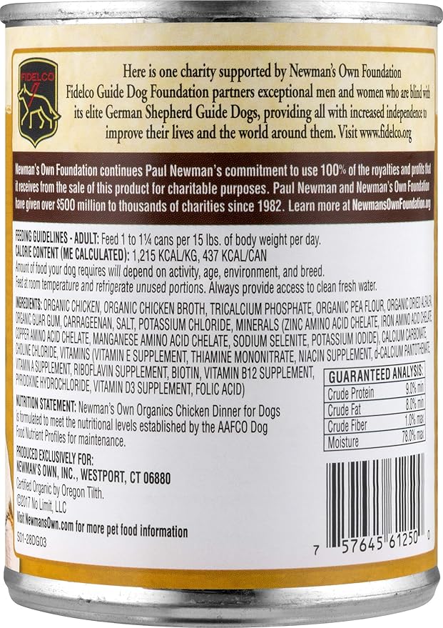 Newman's Own Organics Chicken Dinner For Dogs, 12.7-Oz (Pack Of 12)