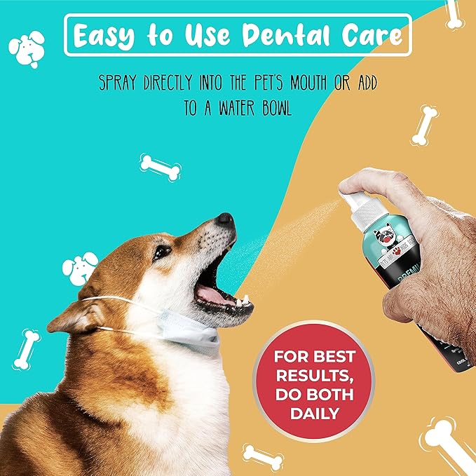 Pets Are Kids Too Premium Pet Dental Spray - 8oz Mint Dog Breath Freshener Cat Dental Care Dog Dental Mouthwash Dog Spray Dog Teeth Cleaning Fights Tartar Plaque Gum Disease Dog Breath Water Additive