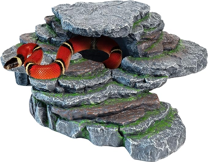 Cliff & Cave Hideout Rainforest Series - Reptile Ledge Hide, Basking Rock, Terrarium & Aquarium Decor, Decorative Resin for Lizards, Fish, Snakes, Amphibians, Small Animals