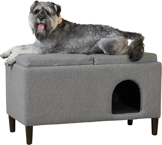 Paws & Purrs Modern 32" Wide Pet Ottoman Bed for Small to Medium Dog or Cat