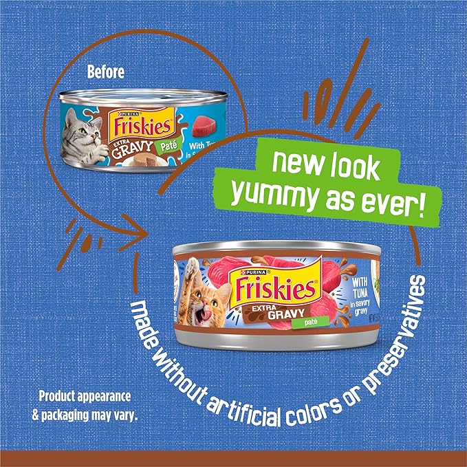 Purina Friskies Wet Cat Food Gravy Pate, Extra Gravy Pate With Tuna in Savory Wet Cat Food Gravy - (Pack of 24) 5.5 oz. Cans