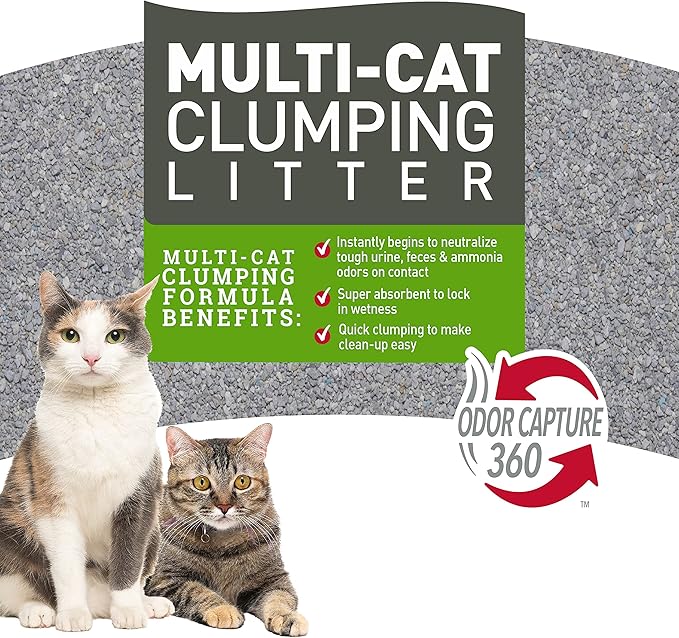 Nature's Miracle Multi-Cat Clumping Clay Litter, 40 lb, Fast Clumping Formula,Brown