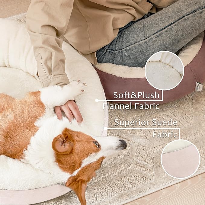 Love's cabin Round Donut Cat and Dog Cushion Bed, 25in Pet Bed for Small or Medium Dogs, Anti-Slip & Water-Resistant Bottom, Soft Durable Fabric Pet Beds, Washable Calming Cat & Dog Bed Pink