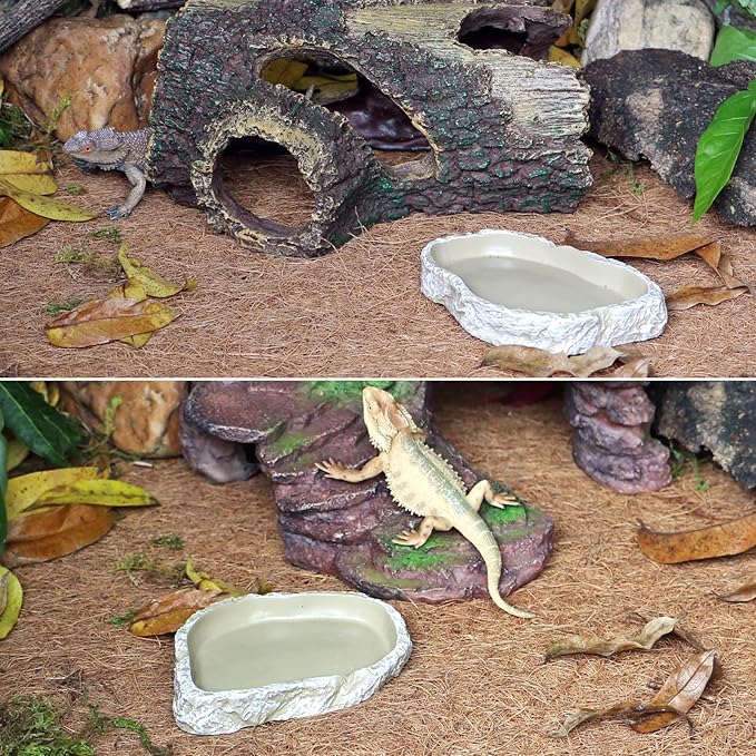 Rock Water/Food Dish for Amphibians, Reptiles and other little critters - Made from Premium Non-Toxic Resin - SMALL SIZE