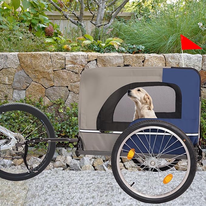 Dog Bike Trailer, Breathable Mesh Dog Cart, Bicycle Carrier for Medium and Small Sized Dogs