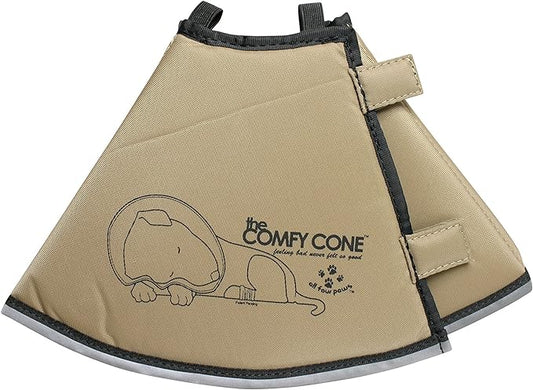 Comfy Cone Pet Cone for Dogs, Cats, Small-Long, Tan - Comfortable Soft Dog Cone Collar Alternative for After Surgery, Wound Care, Spay, Neuter - Dog and Cat Recovery Collar