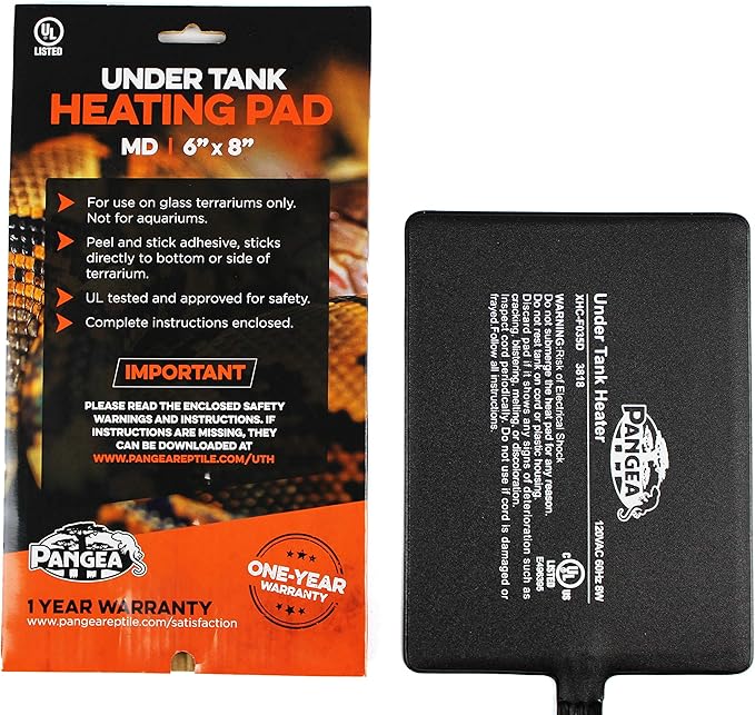 Pangea Reptile Heat Mat (Medium, 6x8, 10-20 gal), Black (UTH6x8)