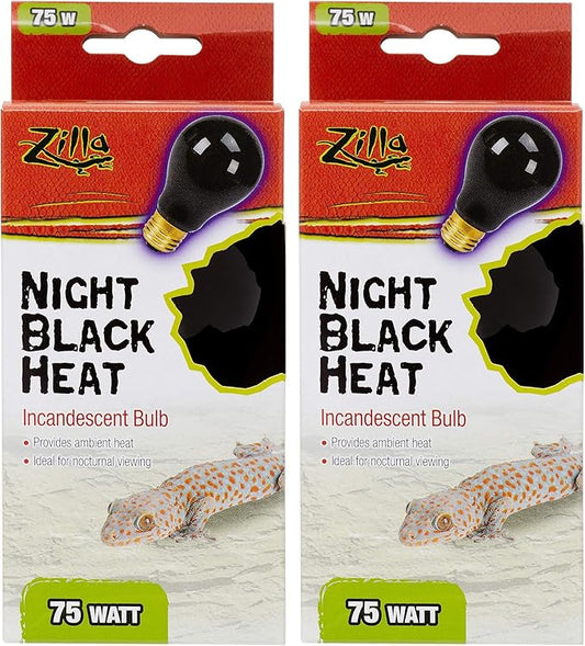 Zilla Night Black Heat Incandescent Bulb for Reptiles [Set of 2] Watt: 75 Watts